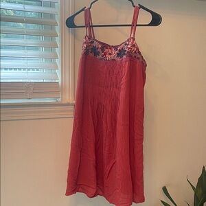 American Eagle Outfitters Red Embroidered Dress